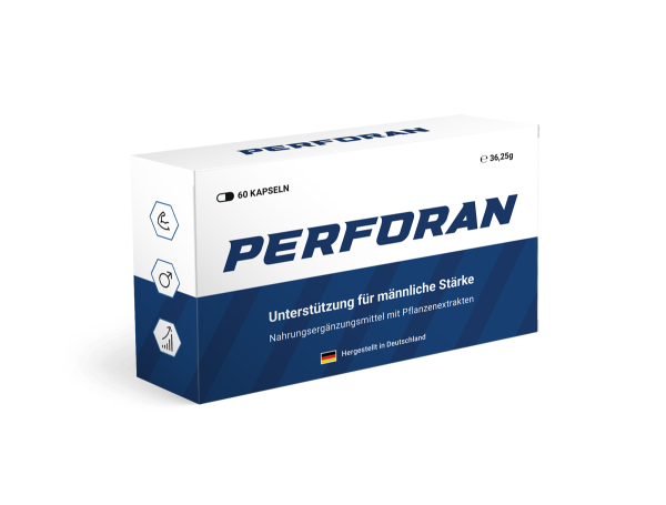 Verpackung von Perforan®, Nahrungsergänzungsmittel zur Förderung von Energie und Durchblutung
